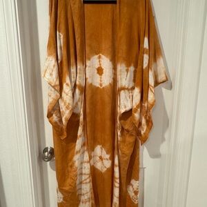 Free People Orange and White Tie-Dye Top